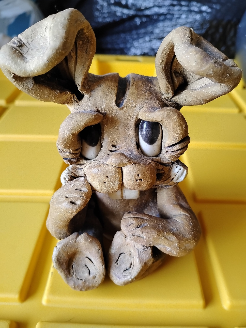 Vintage Signed Max Hindt Bunny Rabbit Studio Pottery Folk Art Sculpture